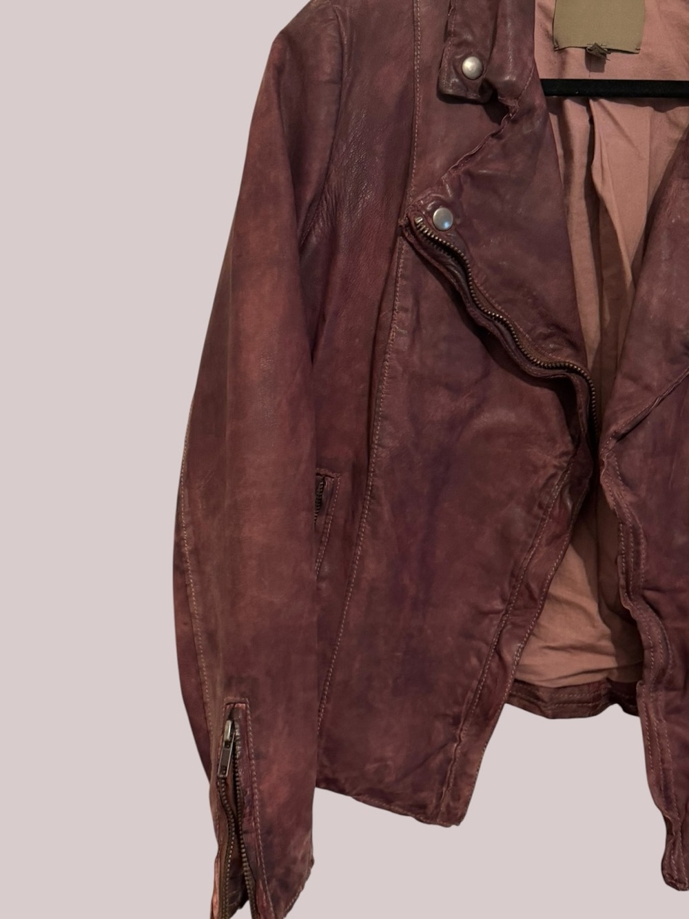 Gorgeous MUUBAA lamb leather Distressed moto jacket in the rare Chestnut - Picture 4 of 16